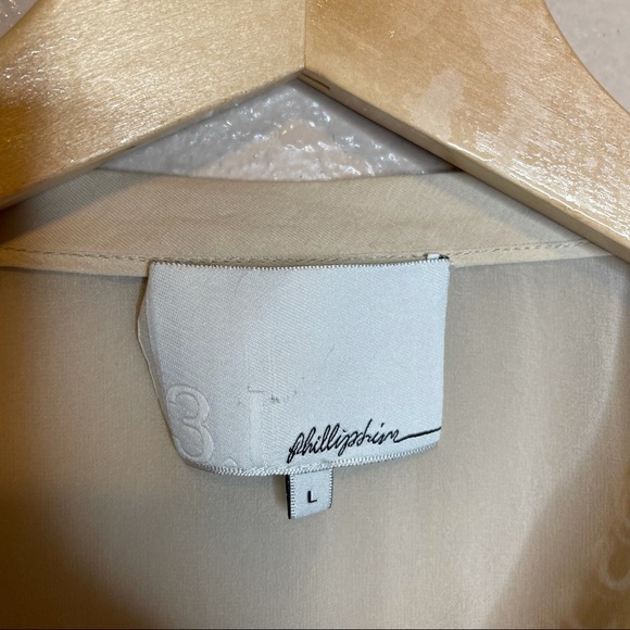 3.1 Phillip Lim Safety Pin Grommet Collar Silk Blend Blouse Size Large - Picture 5 of 8